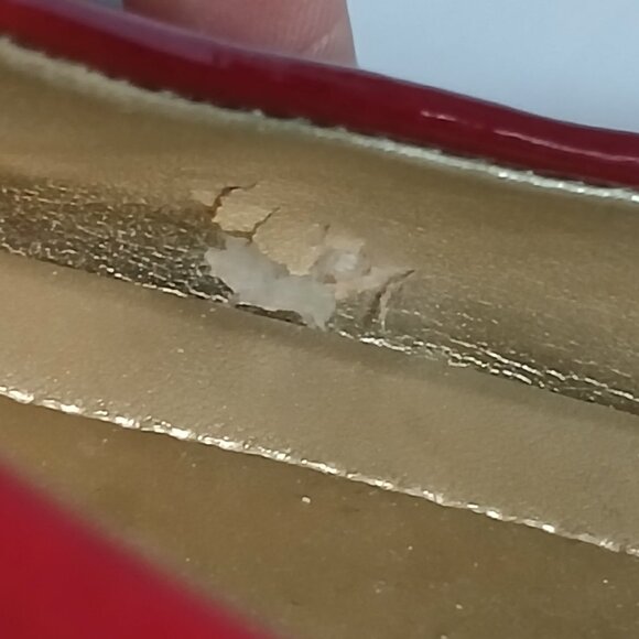 Burgundy Patent PointedToe Ballet Flats wth Burnished Gold Horsebit Buckle Sz11 - Picture 11 of 12